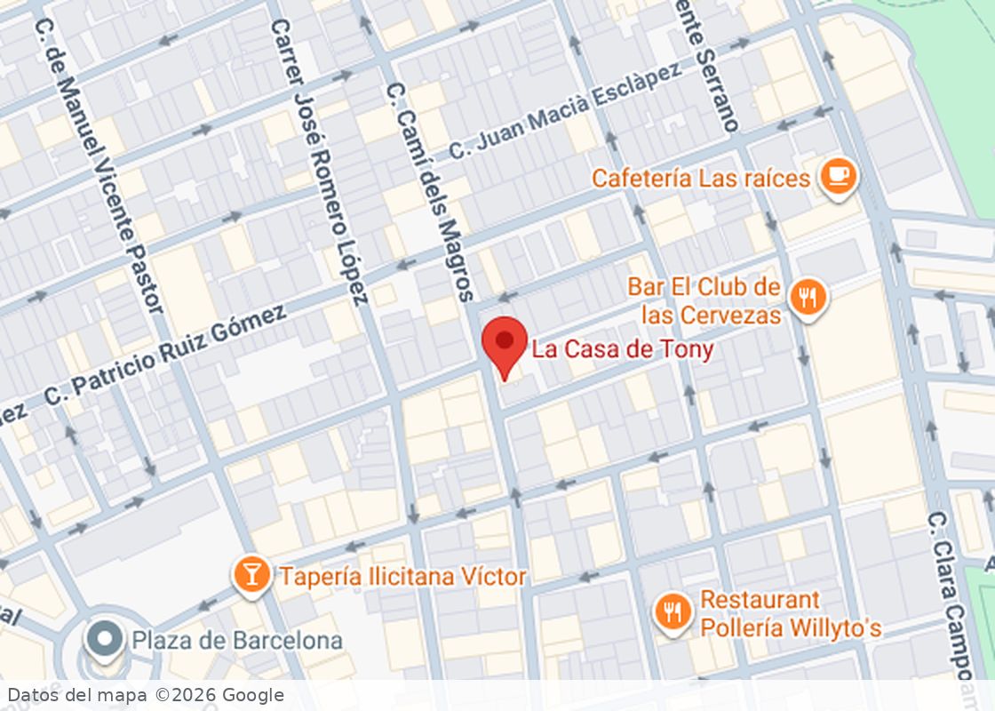 Mapa de la ubicación de La Casa de Tony en Elche